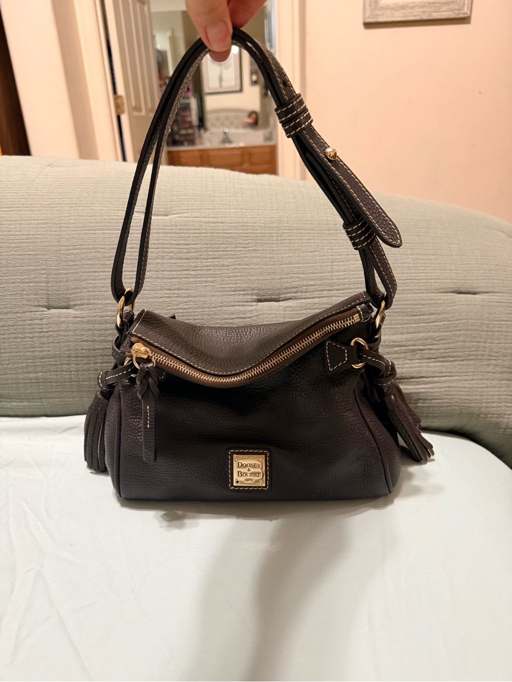 Dooney & Bourke Black/Brown Leather Shoulder Bag